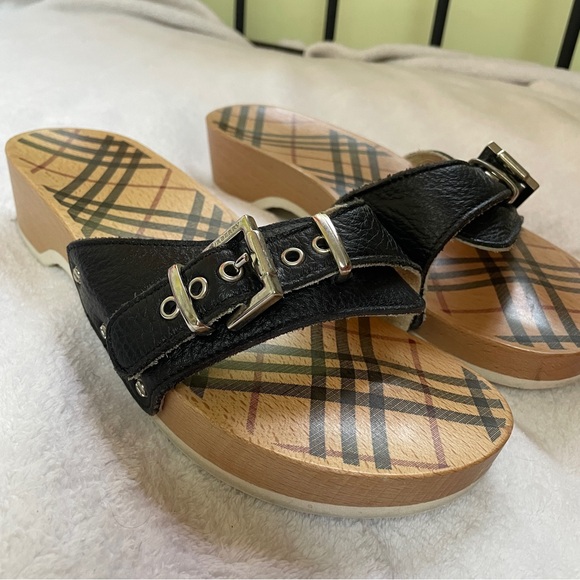 Burberry Wooden Slide Sandals - Picture 2 of 12